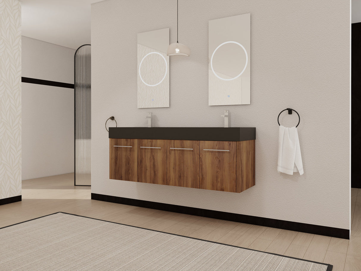 60 Inch Wall-Mounted Bathroom Vanity with Sink