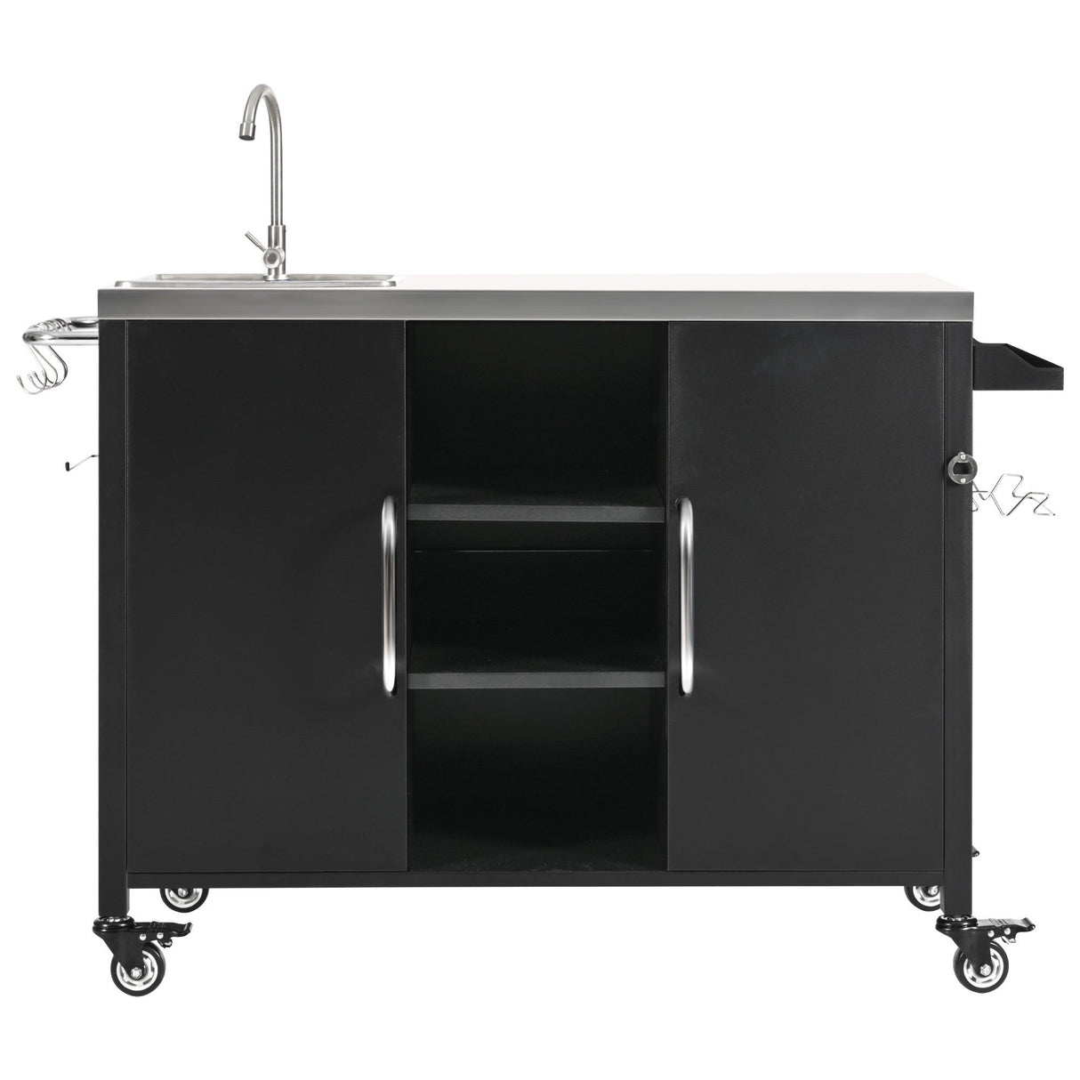 K&K 55.5" Outdoor Kitchen Island with Sink