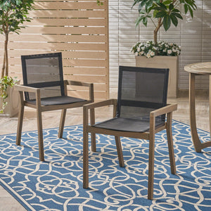 Belfast Dining Chair With Acacia Wood Frame And Seating (Set of 2)