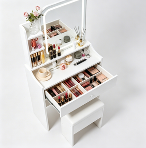 White Vanity Set with Smart LED Mirror