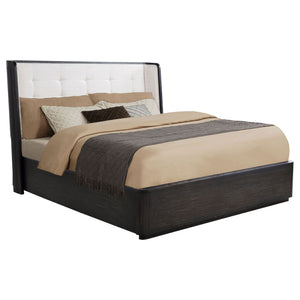 Leandro 55-inch California King Wingback Bed Burnished Black
