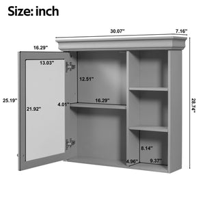 Wall Mounted Bathroom Medicine Cabinet with Mirror and Adjustable Storage