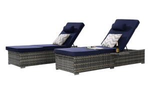 Outdoor Chaise Lounge Chair Set of 2 with Storage