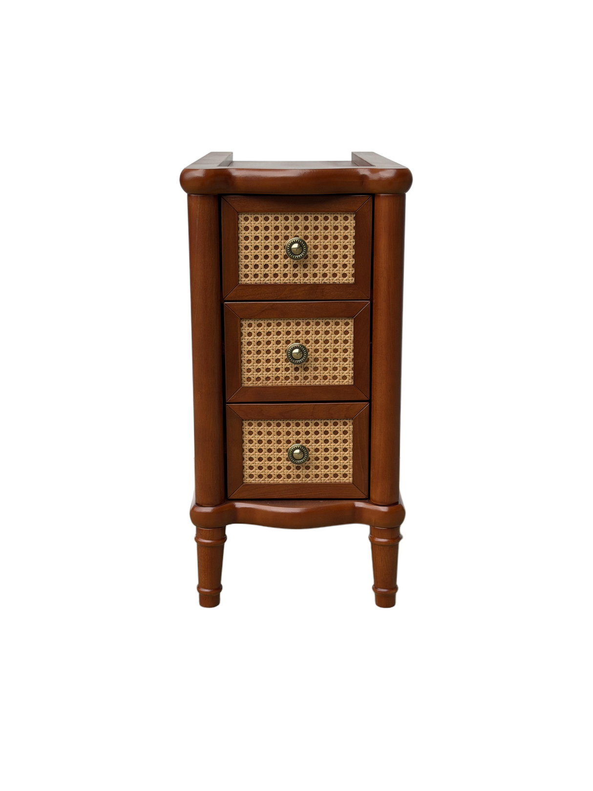 Rattan Narrow Side Table with 3 Drawers