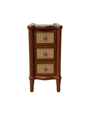 Rattan Narrow Side Table with 3 Drawers