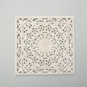 White Square Handcrafted Wooden Wall Decor – 36'x36'