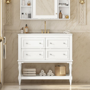 Bathroom Vanity Cabinet With Undermount Sink, 4 Drawer Set