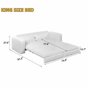 King Size Sleeper Pull Out Sofa Bed, 3 In 1 Convertible Chaise Lounge With 2 Pillows For Living Room - Camel
