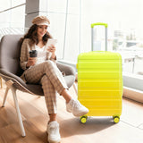 20'/24'/28' 3-Piece PC Spinner Wheel Luggage Set (Yellow+Green)