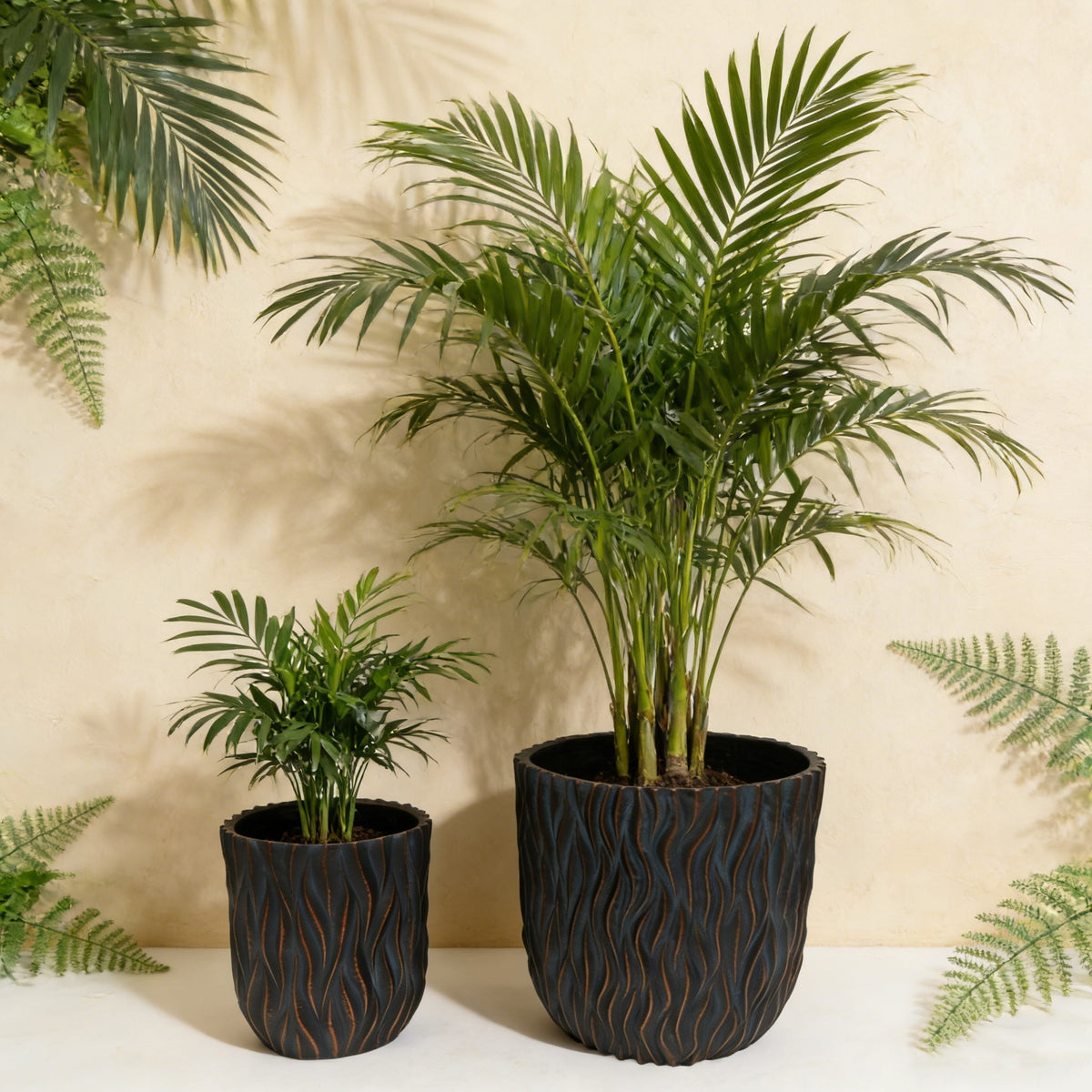 Large Round Planters Set of 2 with Drainage Holes - Magnesium Oxide