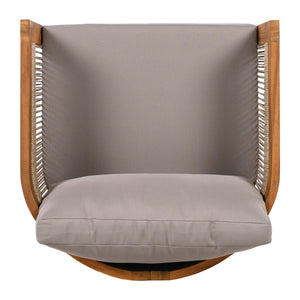 4-Piece Patio Seating Group with Acacia Wood and Woven Rope Accents