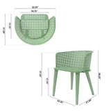 Milan Outdoor Dining Chair Set of 2 in Green Iron with Modern Design