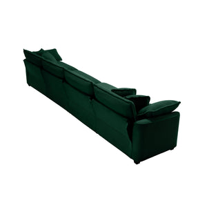 Modern Upholstered 4 Seater Fabric Sofa With Arm And Throw Pillows