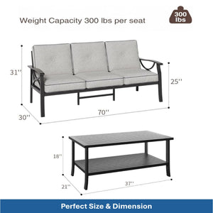 Patio Furniture Set & Coffee Table And Cushions For Backyard