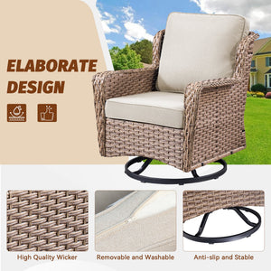 2-Person Outdoor Wicker Swivel Rocker Seating Group