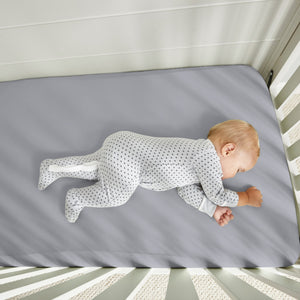 Hyper-Linen Crib Sheet with Powerband® - Light Grey
