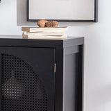 Black Accent Cabinet with 2 Doors 29 Inch Narrow Credenza