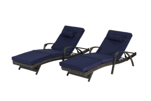 Outdoor Wicker Reclining Chair Set of 2 with Cushions