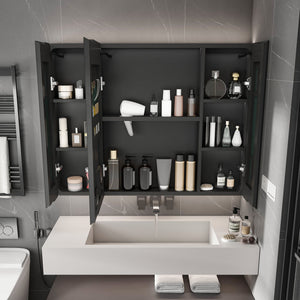 Aluminium Medicine Cabinet Mirror With LED Light And Defogging Function - Gray
