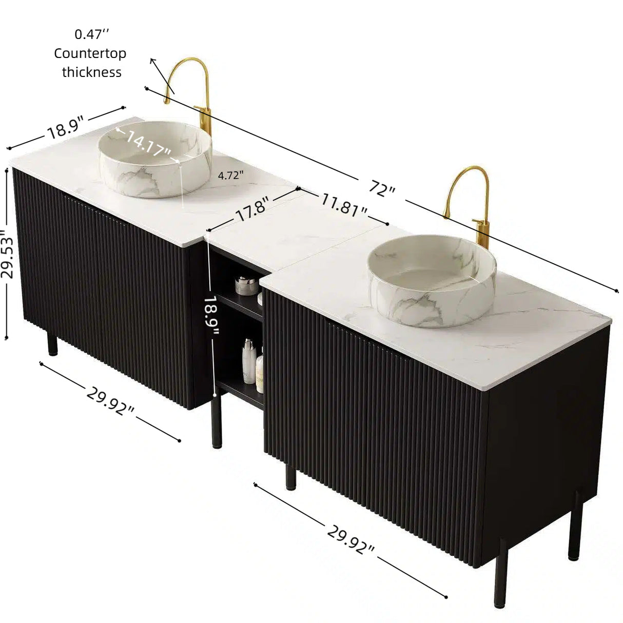 Turio 72" Freestanding Double Bathroom Vanity with Sinks