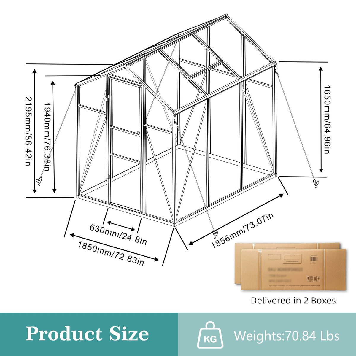 Windproof Greenhouse with Raised Base - Black