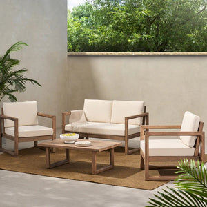 4-Piece Acacia Wood Patio Furniture Set