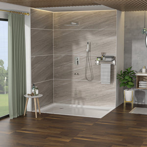 10-Inch Wall Mounted Square Shower System with Rough In Valve - Black or Gray