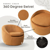 Winnie Modern Teddy Fabric Swivel Barrel Chair