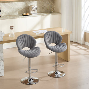 Bar Stools Set of 2 - Adjustable Barstools with Back and Footrest