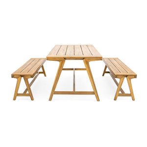 Outdoor 3-Piece Picnic Table Set in Acacia Wood