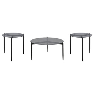 Rosalie 3-piece Round Coffee and End Table Set Grey