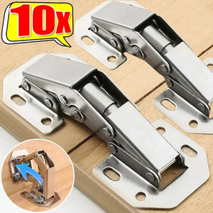 Soft Close Cabinet Hinges 90° Hydraulic Frameless Door Hinges Nickel Plated (10 Pack)