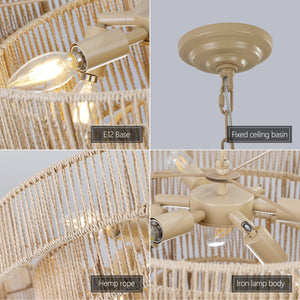 20' Modern 4-Layer Woven Hemp Rope Chandelier
