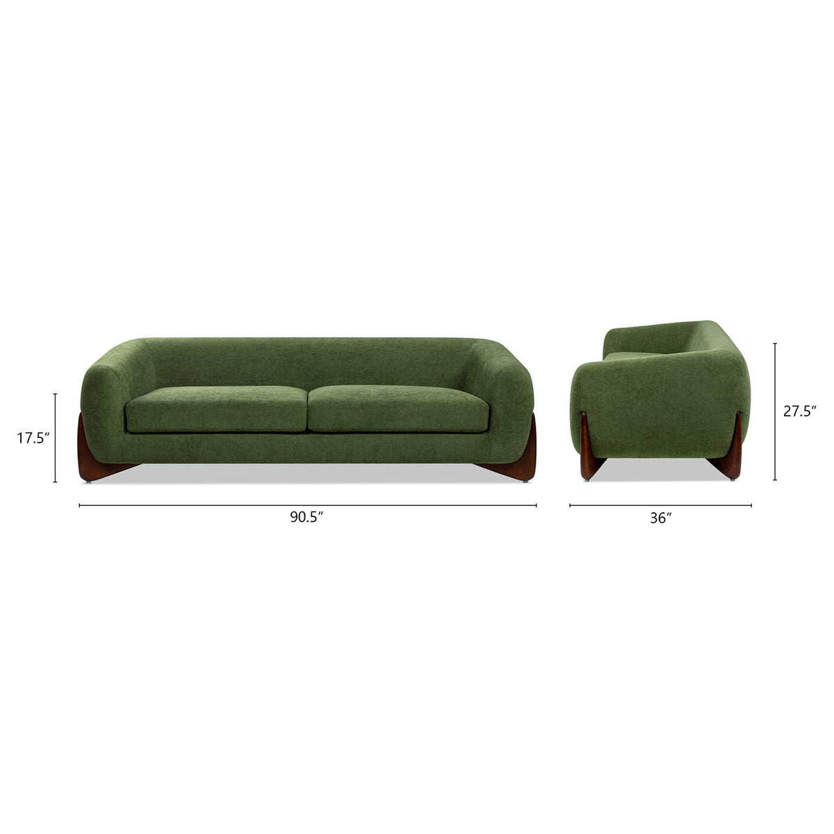 Alpine Luxurious Upholstery Sherpa Sofa with Removable Cushions - Available in White, Black, or Dark Green