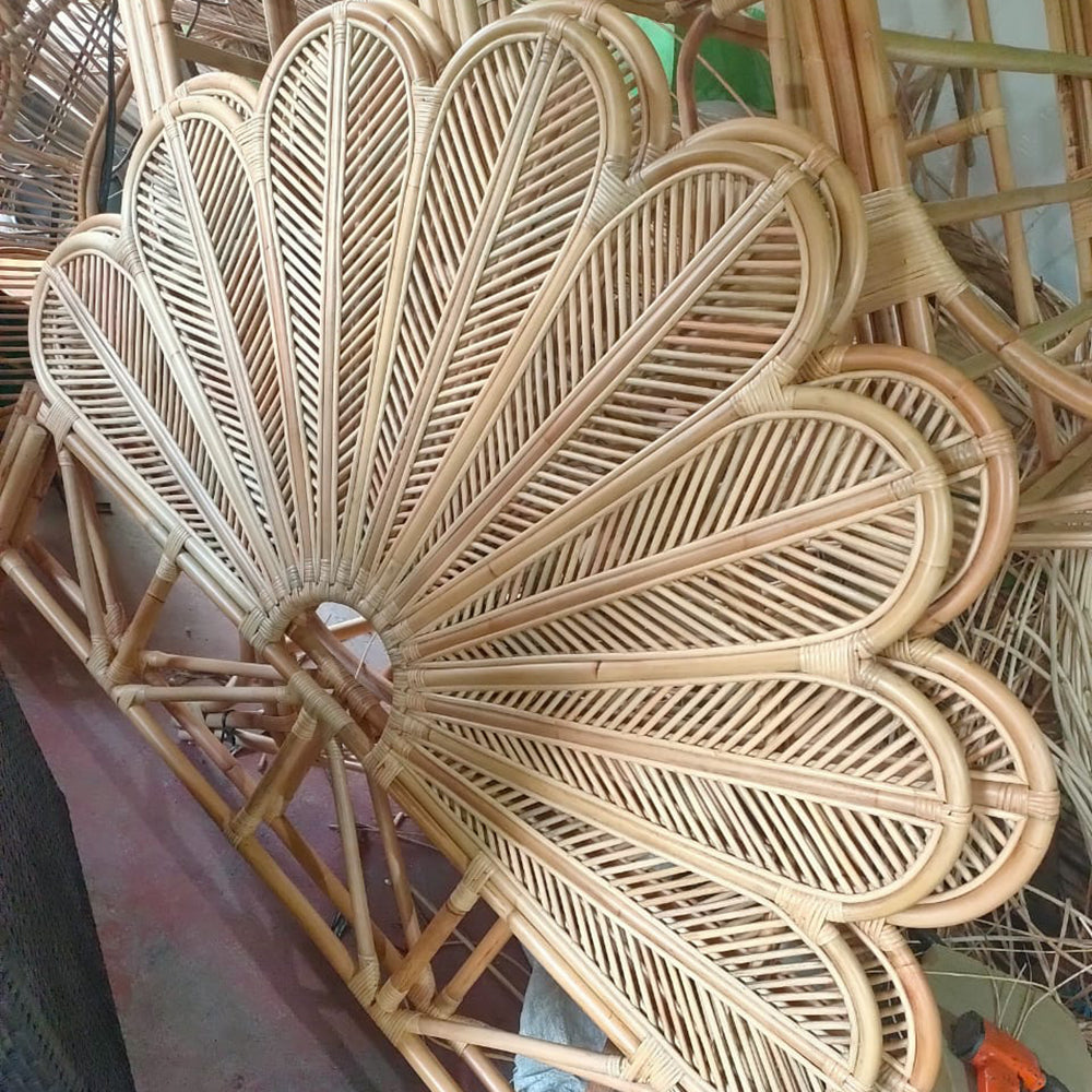 Queen Rattan Headboard 60in Handmade Wicker Boho Bedhead