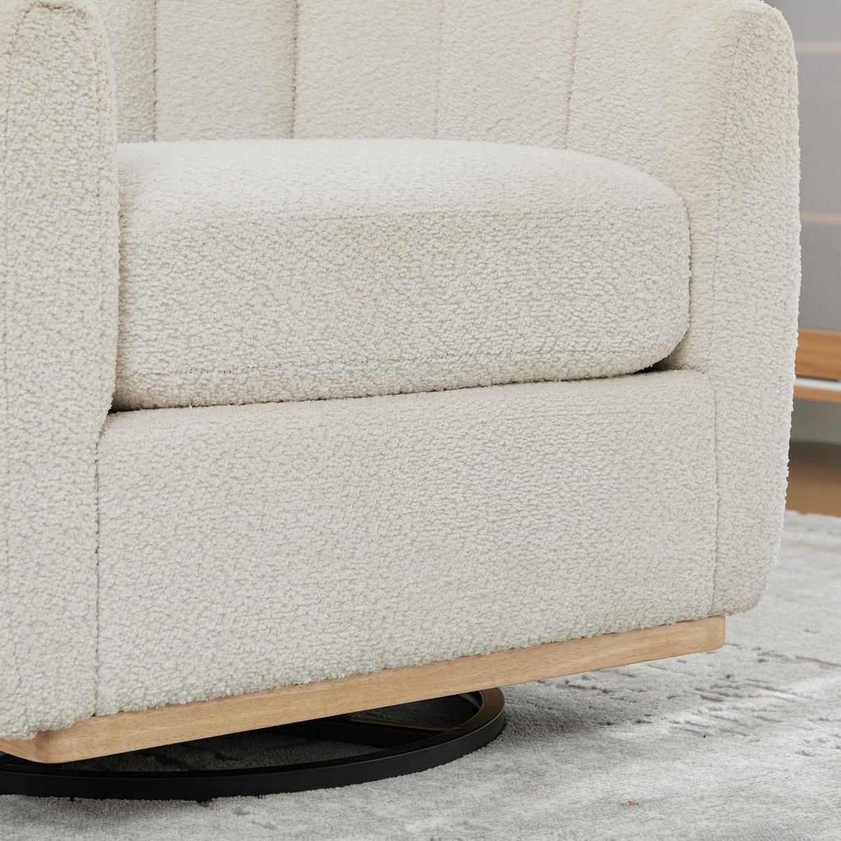 360 Degrees Swivel Upholstered Barrel Armchair For Living Room - Ivory