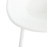 Modern Gable Outdoor Barstool Set of 2 with Weather-Resistant Plastic and Iron in White