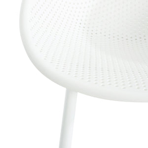 Modern Gable Outdoor Barstool Set of 2 with Perforated Design - White