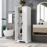 White Tall Storage Cabinet with Adjustable Shelves and Double Doors