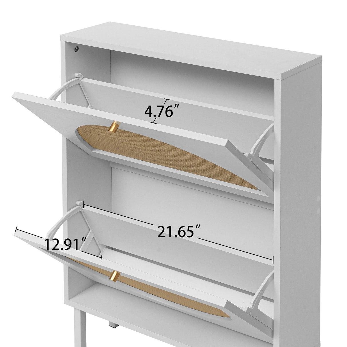 2 Door Shoe Rack, Rattan, Double Layer, Suitable For Living Room, Hallway - White