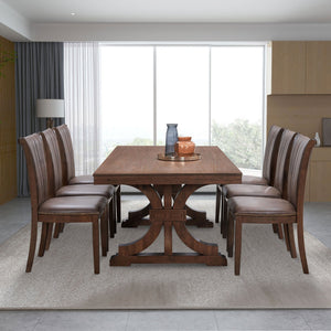 78.74" Rectangular Rubber Wood Dining Table for 6-8 in Oak