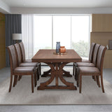 78.74" Rectangular Rubber Wood Dining Table for 6-8 in Oak