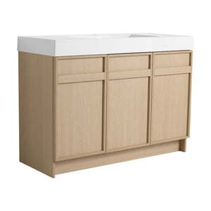 Light Brown Freestanding Bathroom Vanity with Resin Sink & Soft Close Cabinet Doors
