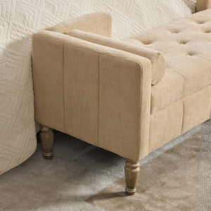 64.6"W Upholstered Chenille Flip-top Storage End of Bed Bench