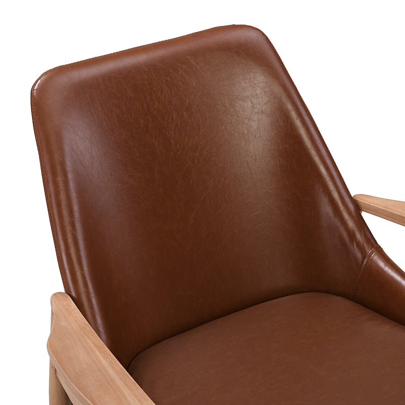 U-Can PU Leather Accent Chair Set of 2 Mid-Century Modern Armchair with Solid Wood Frame