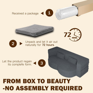 Modern Floor Sofa With 2 Pillows, Twin Size For Living Room