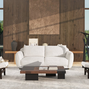 Sharon 84' Puffy Arm Sofa, Alpaca Off-White Chenille