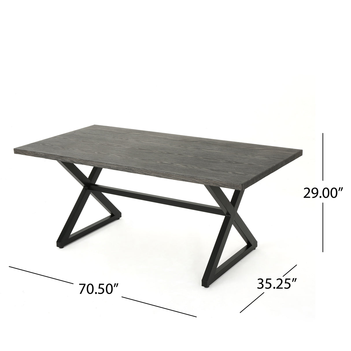 Rolando outdoor aluminum dining table with steel frame, grey / black