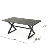 Rolando outdoor aluminum dining table with steel frame, grey / black
