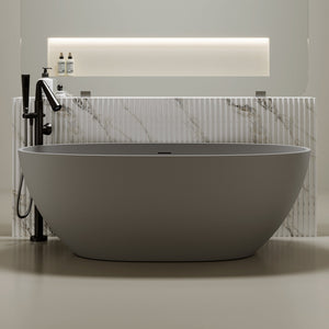 63" Freestanding Bathtub Resin Stone Soaking Bathtub